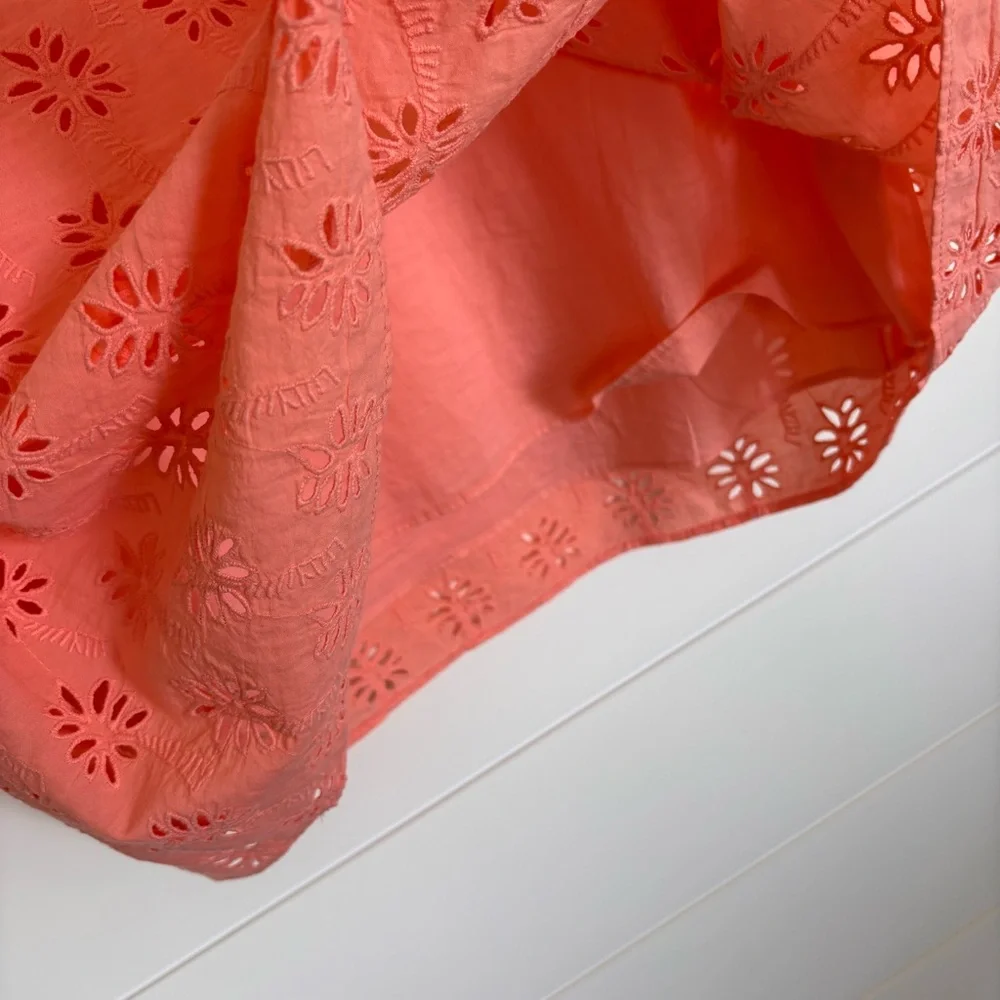 Lilly Pulitzer Coral Peach Astara Eyelet A-Line Mini Dress Size Medium